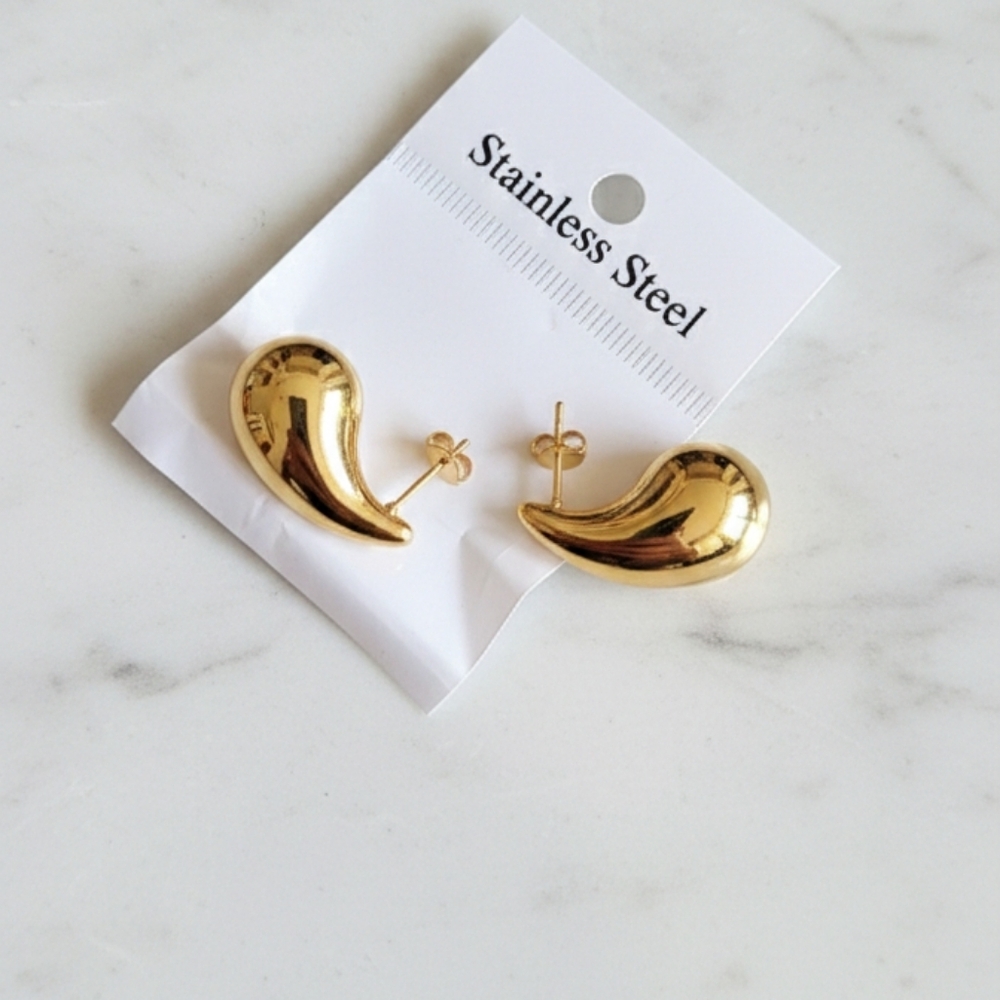 Gold Stainless Steel Hoop Earrings